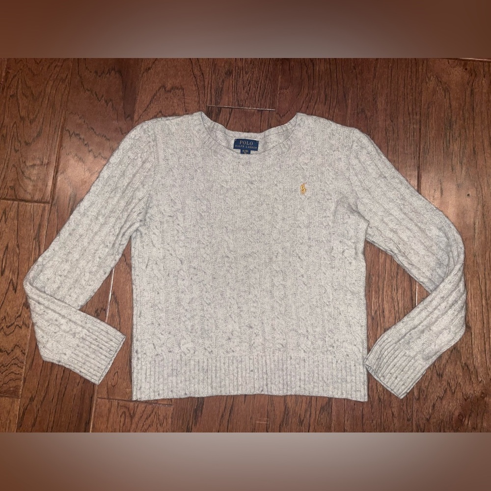Polo by Ralph Lauren Girl’s Gray Cable Knit Wool Sweater XL(16)